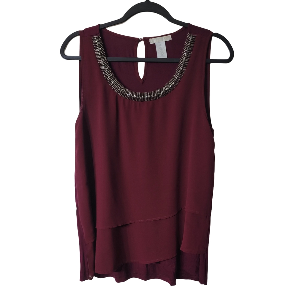 Design History Burgundy Sleeveless Blouse Size XL - Picture 1 of 5
